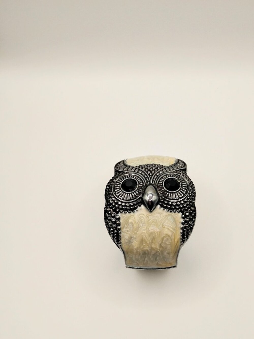 Bangle Cuff Bracelet metal OWL Design - Black Jewel style Eyes